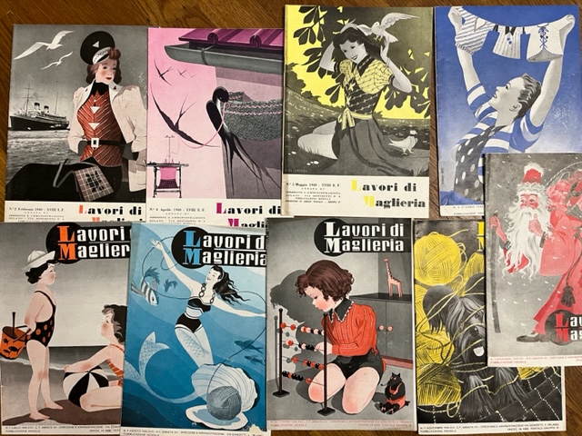 Lavori di maglieria. Periodico mensile di istruzione e perfezionamento per le artigiane in maglieria. Nn. 2, 4, 5, 6, 7, 8, 10, 11, 12 - 1940